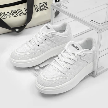 Роскошная белая обувь для скейтборда для мужчин, низкие кроссовки на шнуровке, дизайнерские мужские кроссовки Tenis Masculino, спортивная обувь для мальчиков, Уличная мужская обувь