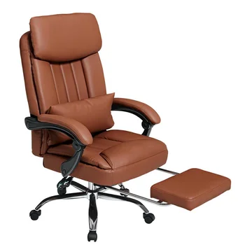 Эксклюзивный стул с высокой спинкой, регулируемый рабочий стол для руководителей, коричневый из искусственной кожи [на складе в США]