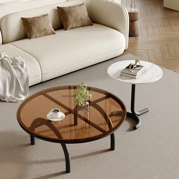 Мебель для гостиной в скандинавском стиле, Стеклянный журнальный столик, Столы из закаленного стекла для небольшой квартиры, Дизайнерский Круглый Диван, Приставной столик