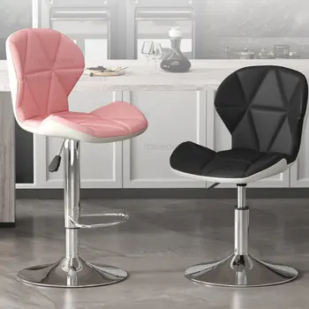 Роскошные парикмахерские кресла Nordic Light, современный барный стул, удобные косметические стулья, вращающиеся и поднимающиеся барные стулья с домашней спинкой и высокими ножками