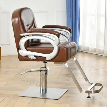 Легкие роскошные кожаные парикмахерские кресла, мебель для парикмахерского салона, Профессиональное парикмахерское кресло из нержавеющей стали, Парикмахерское кресло Z