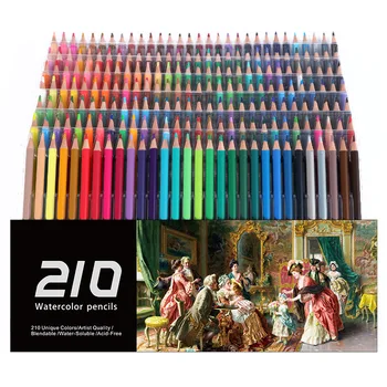 210 Цветов Профессиональный набор для рисования акварелью Цветные карандаши Художник Рисует эскизы деревянным цветным карандашом Школьные принадлежности для творчества