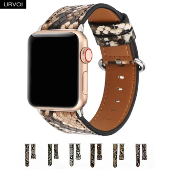 Ремешок URVOI для Apple Watch серии 8 7 654321 SE из ультра микрофибры с принтом питона, ремешок для iWatch из искусственной кожи современного дизайна