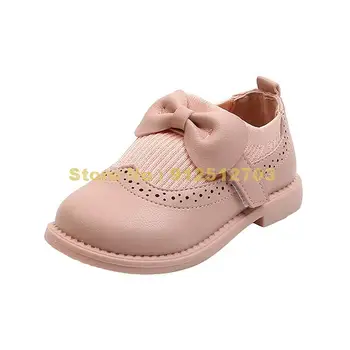 Кожаная обувь для маленьких девочек, Мягкая подошва, Обувь для малышей, Детская маленькая обувь в стиле принцессы с бантом для девочек