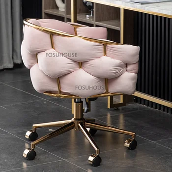 Современное розовое компьютерное кресло для мебели спальни Геймерское кресло Компьютерный офис Индивидуальность Спинка для отдыха Поворотные офисные стулья