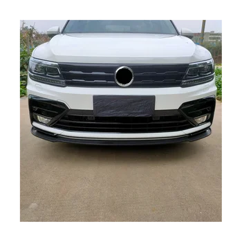 Автомобиль глянцевый черный Под передней центральной решеткой радиатора Молдинги для решетки противотуманных фар для VW Tiguan Rline 2017-2021