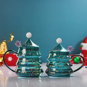 Чашки для Рождественских подарков, креативные стаканы, бытовые чашки, двойные боросиликатные стаканчики для сока, Стеклянная кофейная чашка